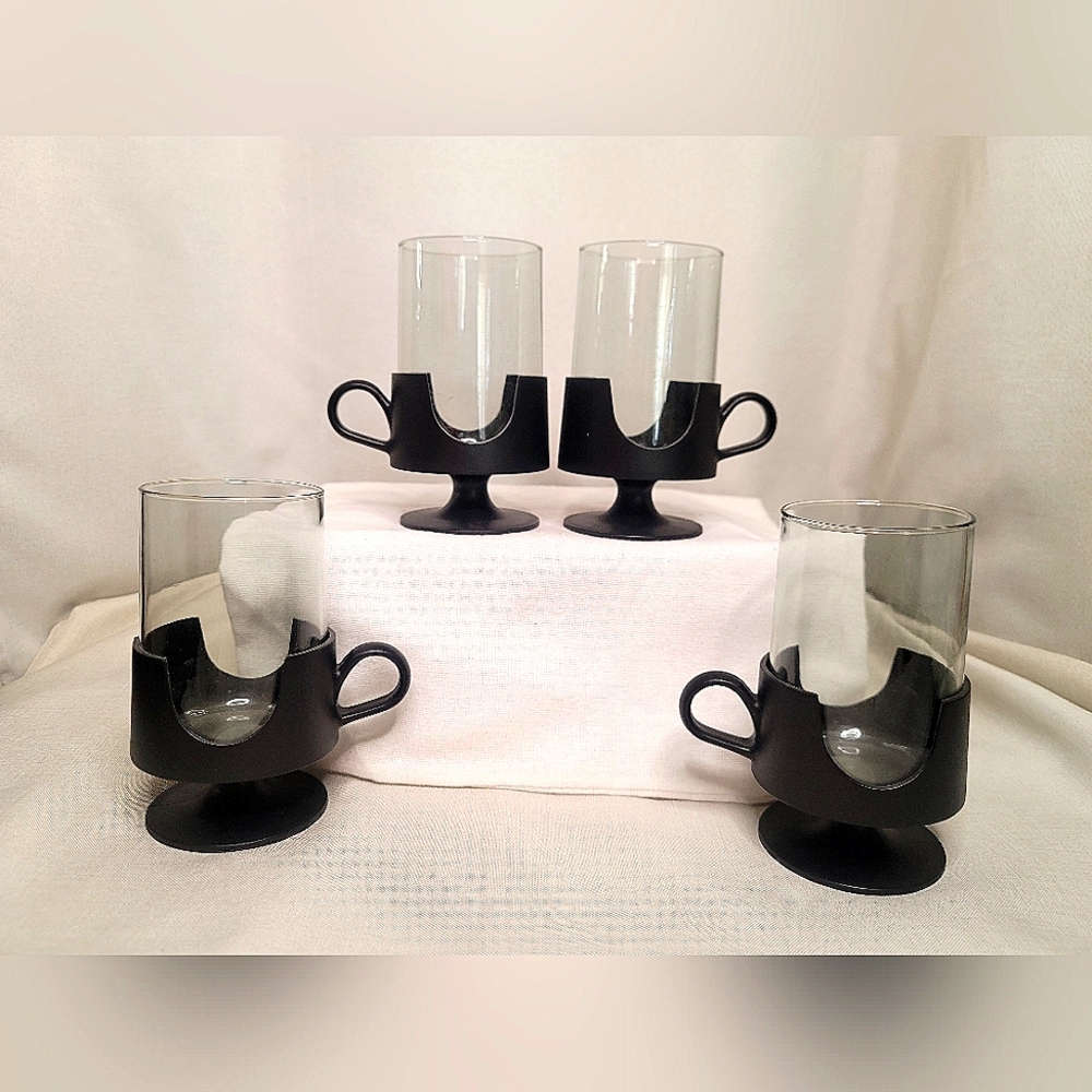 Vintage Corning Glas-Snap Hot Cold 12oz Glassware Set of 4 MCM